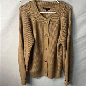 Banana Republic Camel Ribbed Button-Front Cardigan Sweater
